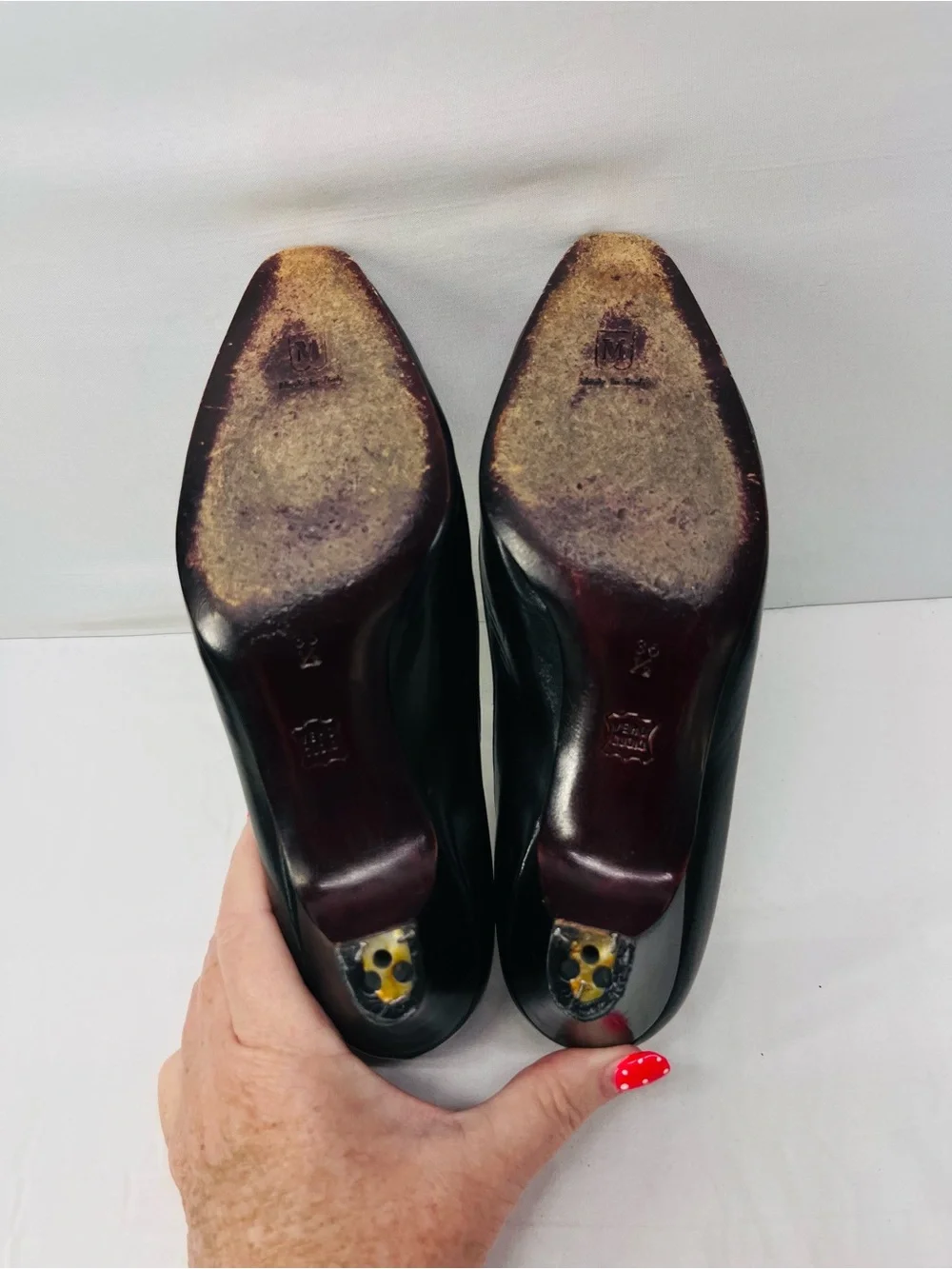 Vintage Bruno Magli Black Leather Bow-Accent Flats